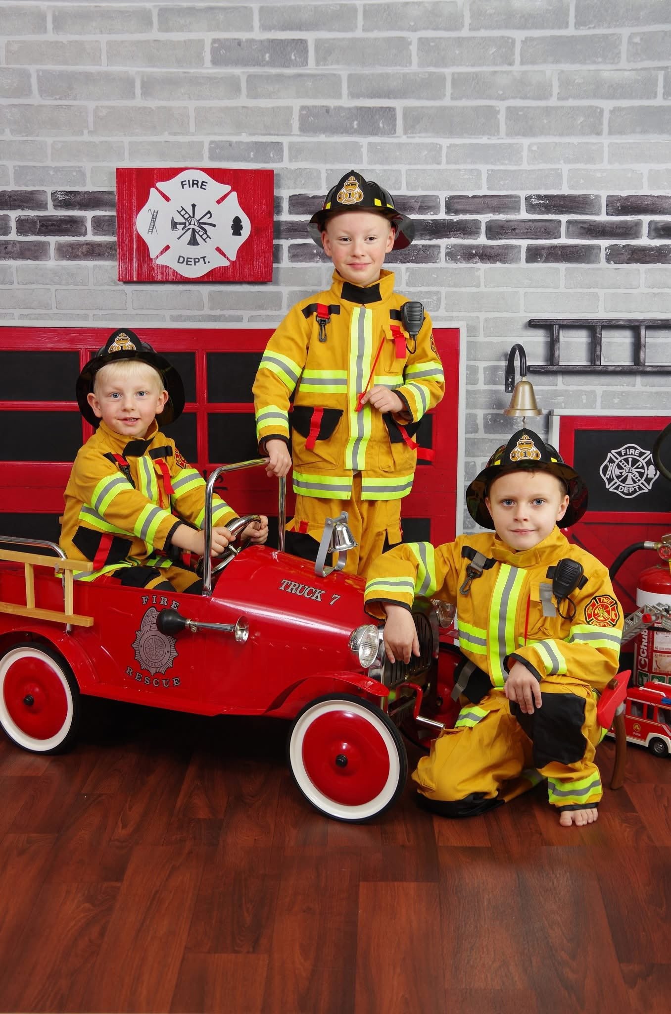 Kate Fire Station Printed Backdrop Fire Fighting Brick designed by Arica Kirby
