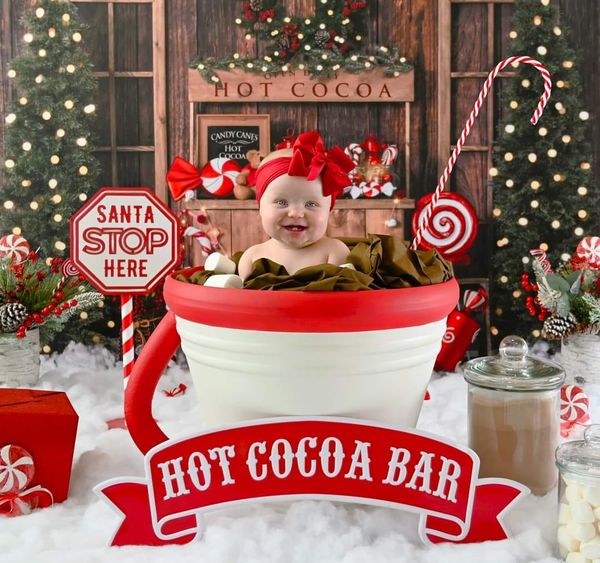 Holiday set up hot cocoa stand Christmas digital background Download Only  Download Only