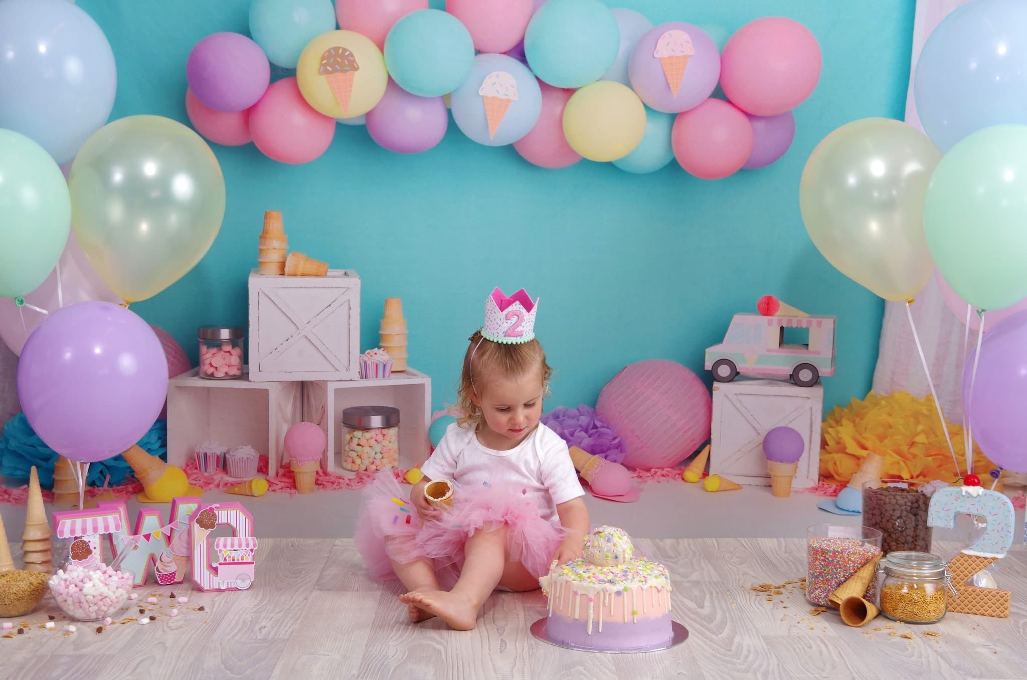 Kate Ice Cream Birthday Printed Backdrop Party Designed by Melissa King