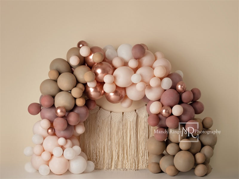 Kate Matte Balloon Arch Fleece Backdrop Macrame Wall Hanging Designed by Mandy Ringe Photography