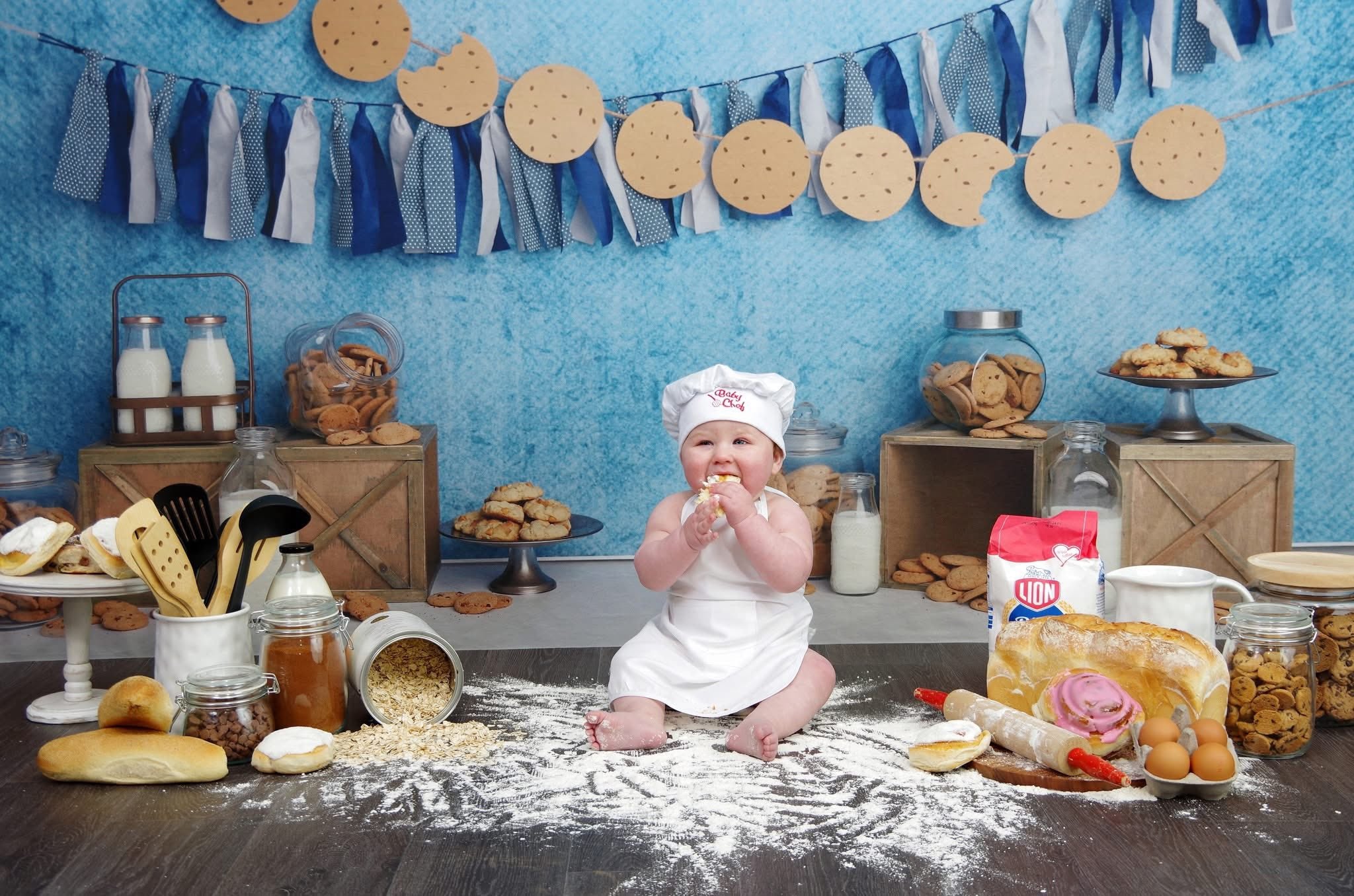 Kate Milk Cookies Blue Printed Backdrop Designed by Melissa King