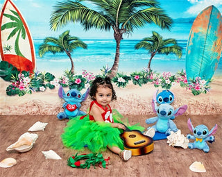 Kate Summer Seaside Printed Backdrop Floral Surfboard Tree for Photography