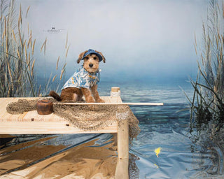 Kate Pet Summer Printed Backdrop Reed Cloudy Sky Lake for Photography