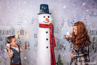 Kerstachtergrond Sneeuwwereldhuis voor Fotografie