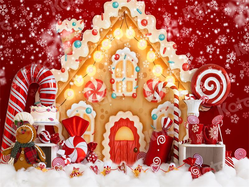 RTS Kate Christmas Backdrop Gingerbread House Candy for Photography