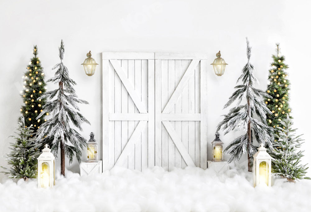 Kate Christmas Backdrop White Barn Door Designed by Emetselch (only ship to Canada)