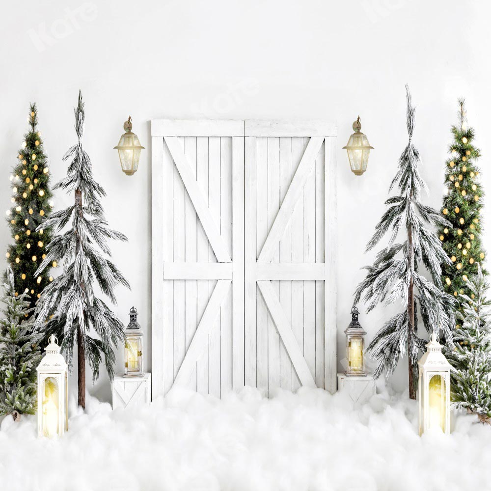 Kate Christmas Backdrop White Barn Door Designed by Emetselch (only ship to Canada)