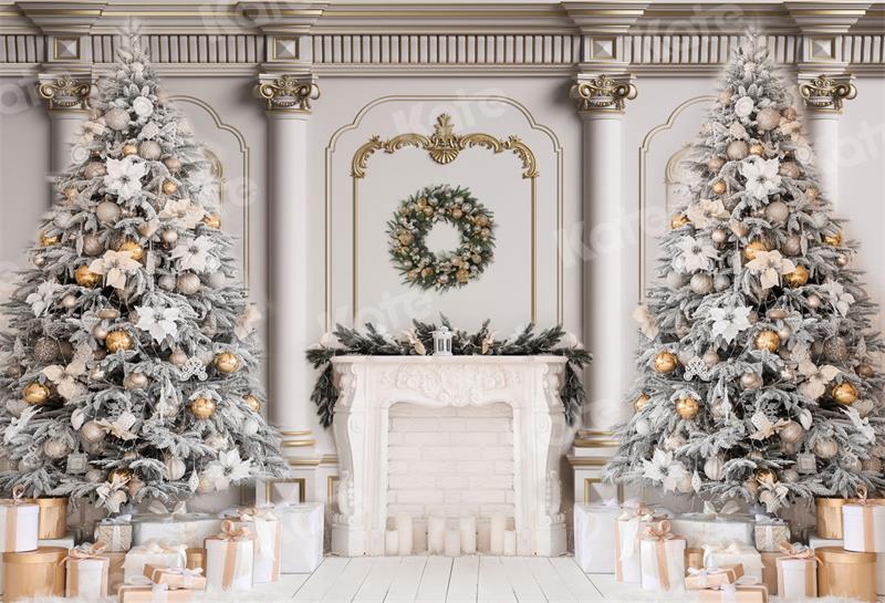 RTS Kate Christmas Backdrop Elegant Wall Trees Fireplace for Photography