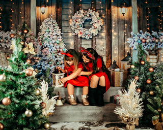 Kerst Deur Foto Achtergrond Kerstboom Ontworpen door Chain Photography