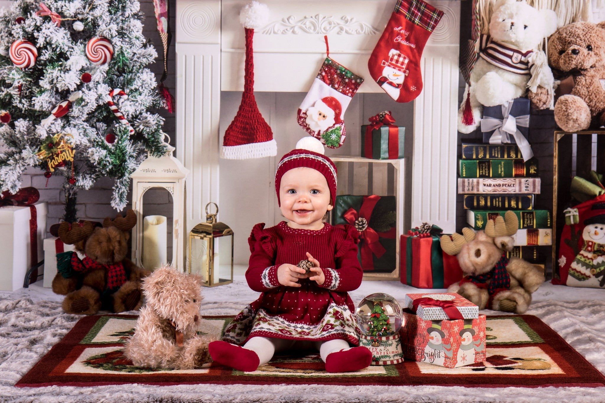 Kate Christmas Printed Backdrop Window Fireplace Designed by Emetselch