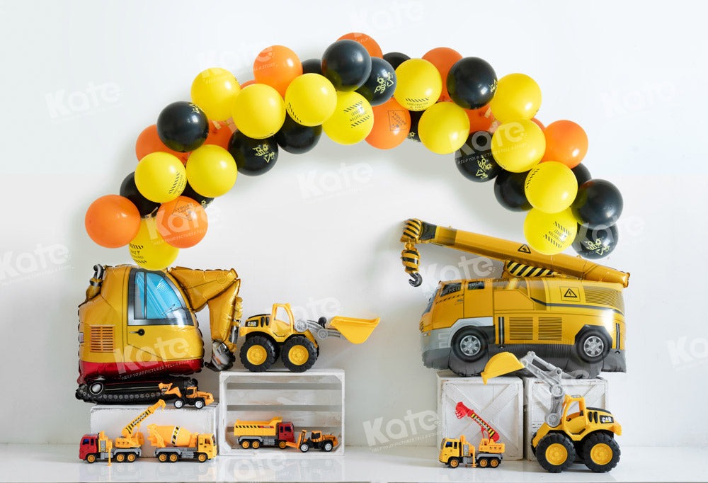 RTS Kate Excavator Construction Vehicle Balloons Boy Backdrop Designed by Emetselch
