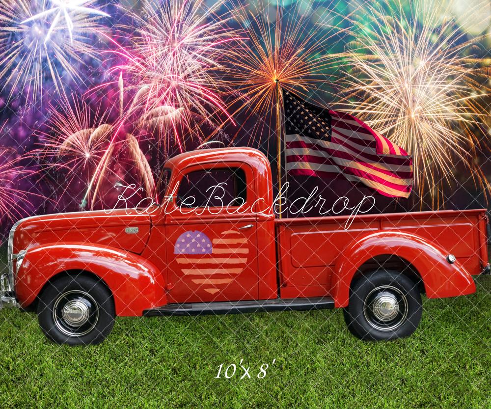 Kate Independence Day Flag Car Fireworks Backdrop for Photography