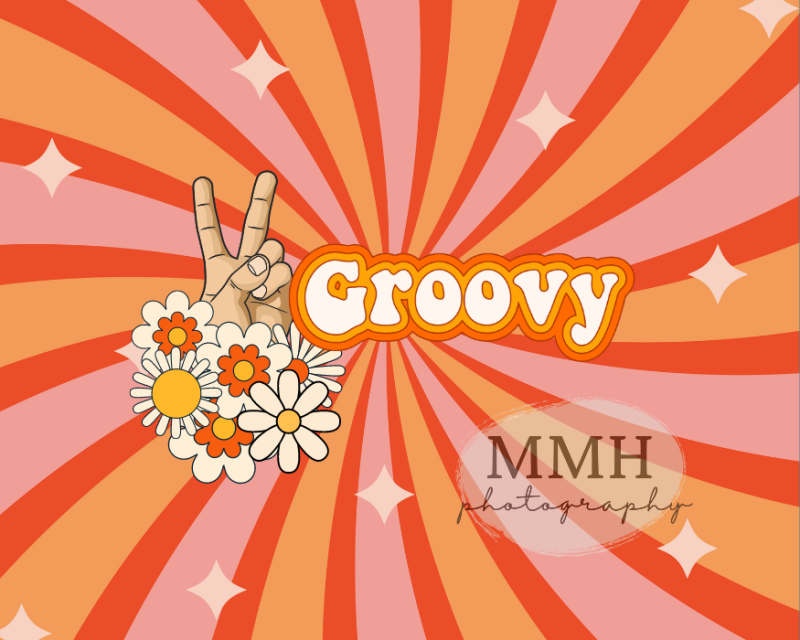 RTS Kate 2 Groovy - 1970s Inspired 2nd Birthday Peace Flower Theme Backdrop Designed by Melissa McCraw-Hummer
