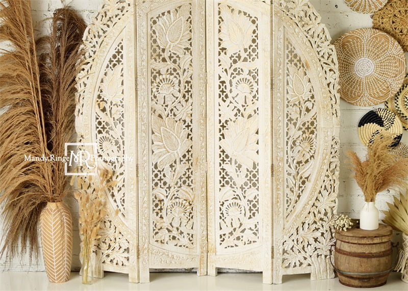 Kate Boho Screen with Pampas Grass Backdrop Designed by Mandy Ringe Photography (only ship to Canada)