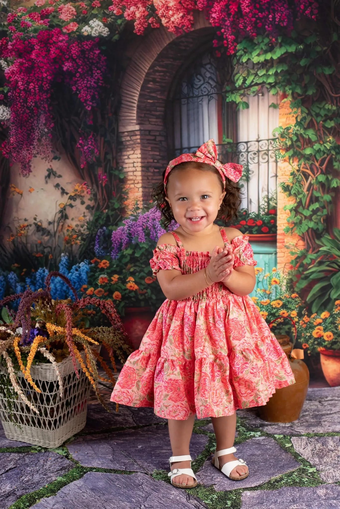 Kate Painted Outdoors Spring Floral Colorful Casa Backdrop Designed by Mini MakeBelieve