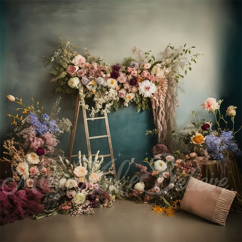 RTS Kate Painterly Fine Art Floral Interior Room with Dried Flowers Backdrop Designed by Mini MakeBelieve