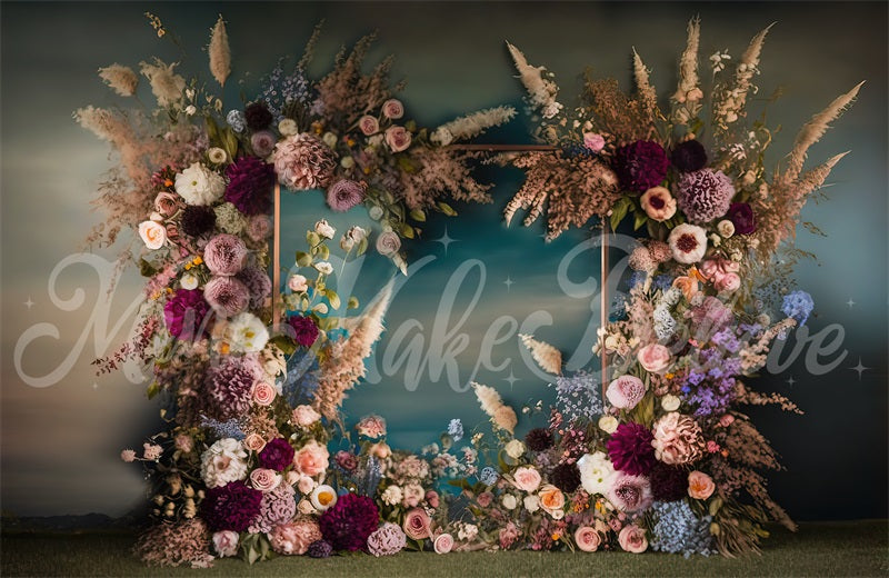 Kate Painterly Fine Art Frame Spring Flowers Fleece Backdrop Designed by Mini MakeBelieve