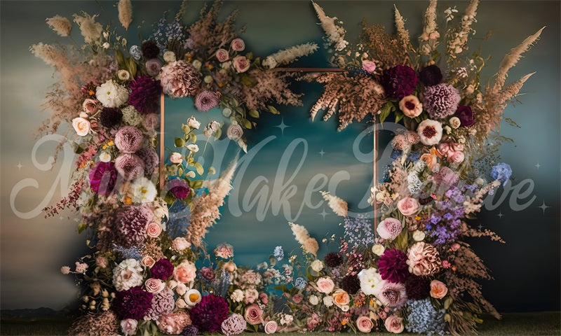 Kate Painterly Fine Art Frame Spring Flowers Fleece Backdrop Designed by Mini MakeBelieve