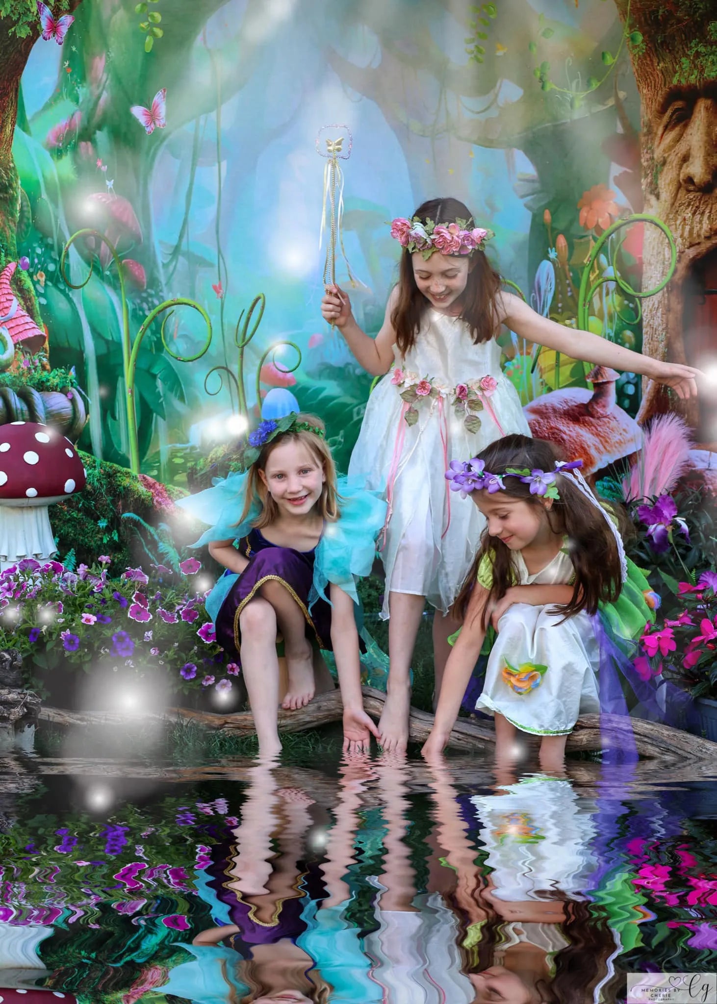 Kate Magic Forest Fantasy Jungle Flower Grass Backdrop Designed by Chain Photography