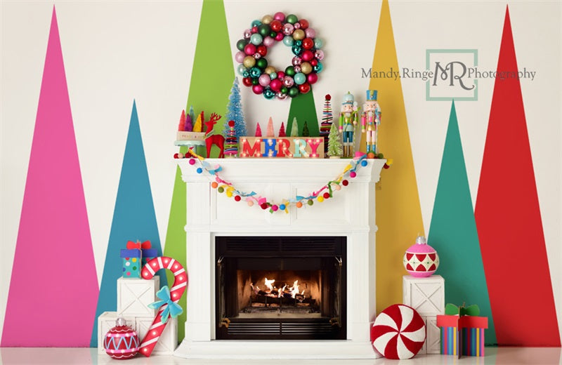 RTS Kate Merry and Bright Christmas Fireplace Backdrop Designed by Mandy Ringe Photography