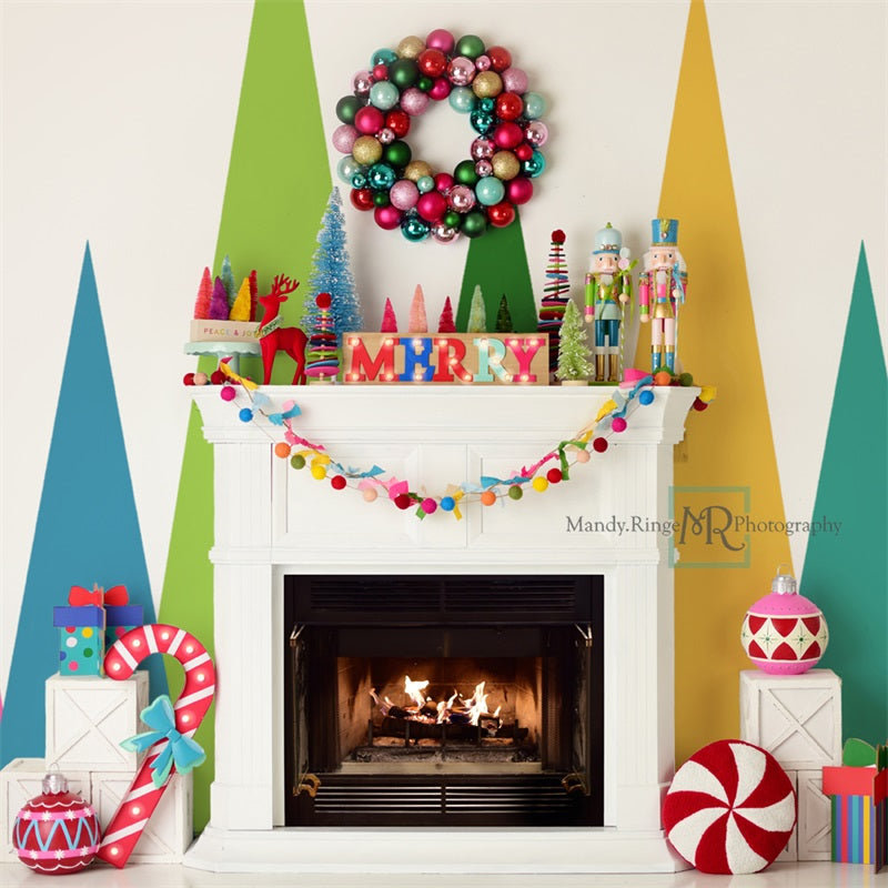 RTS Kate Merry and Bright Christmas Fireplace Backdrop Designed by Mandy Ringe Photography