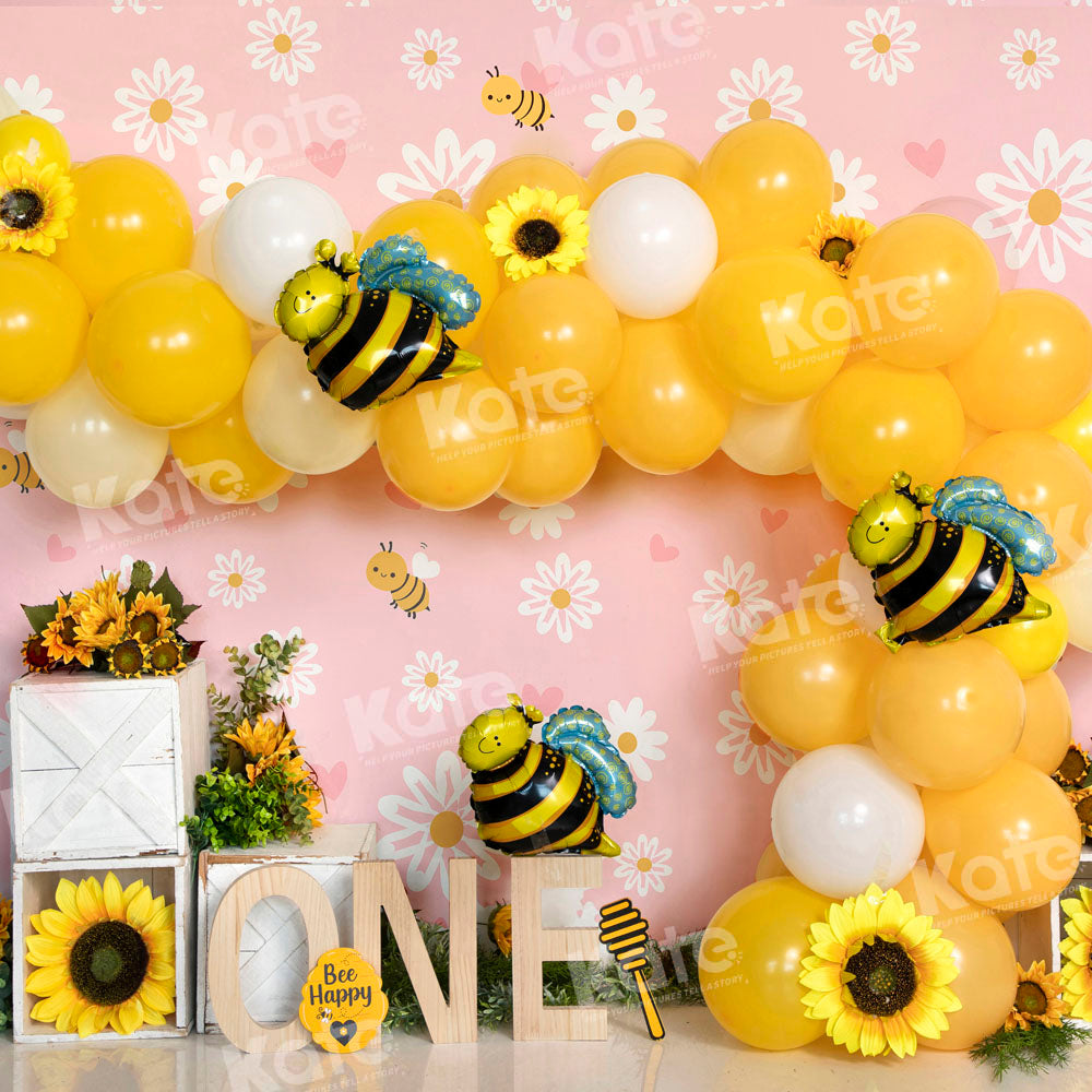 RTS Kate Summer Bee Balloon Pink Floral Backdrop Designed by Emetselch
