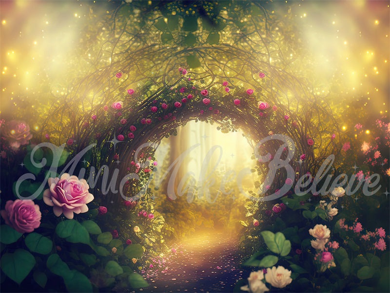 RTS Kate Painterly Fine Art Enchanted Forest with Roses Backdrop Designed by Mini MakeBelieve