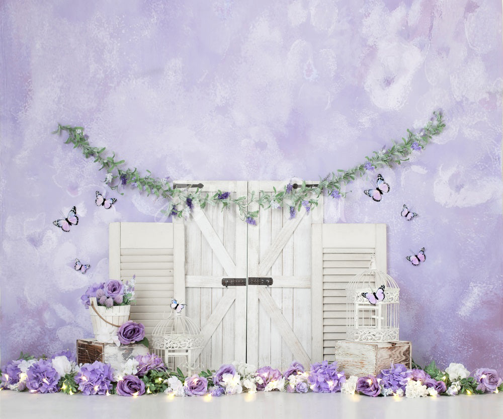 Kate Purple Floral Cake smash Backdrop Designed by Ashley Paul