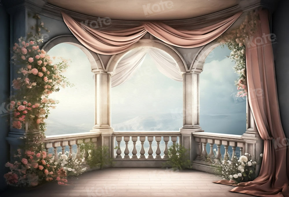 Kate Retro Romantic Balcony Stage for Wedding Backdrop for Photography
