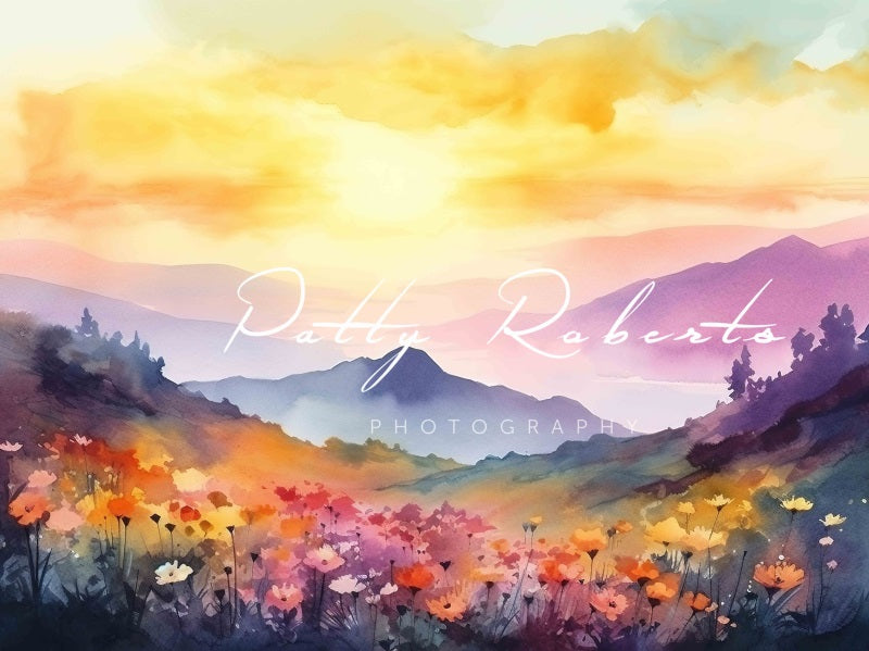 Kate Watercolor Majestic Mountains Backdrop Designed by Patty Robert