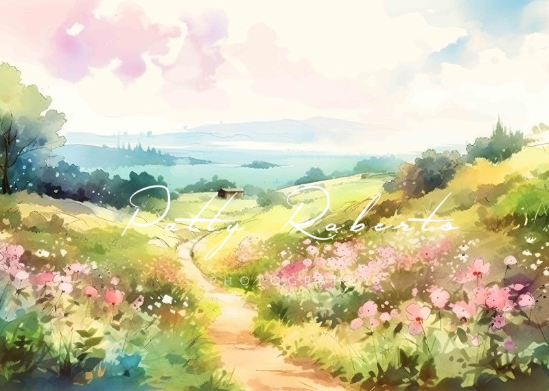 Kate Watercolor Meadow Serenity Backdrop Designed by Patty Robert