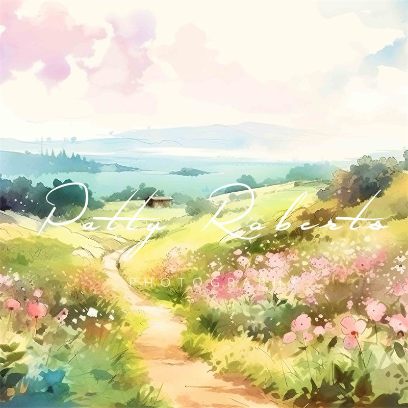 Kate Watercolor Meadow Serenity Backdrop Designed by Patty Robert