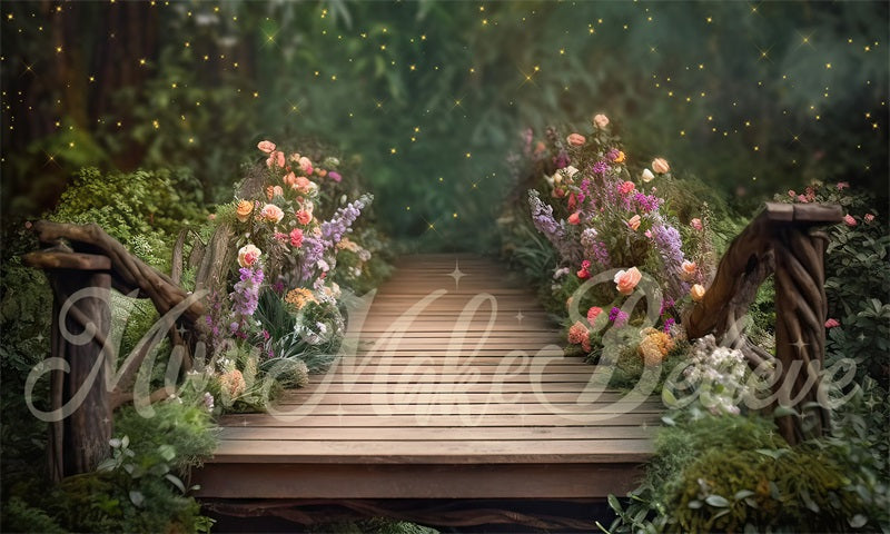 Kate Painterly Fine Art Fairy Bridge Spring Backdrop Designed by Mini MakeBelieve