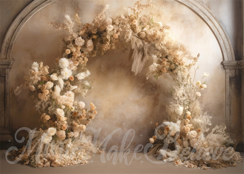 RTS Kate Painterly Fine Art Floral Luxury Flower Arch on Beige Wall Wedding Birthday Communion Backdrop Designed by Mini MakeBelieve