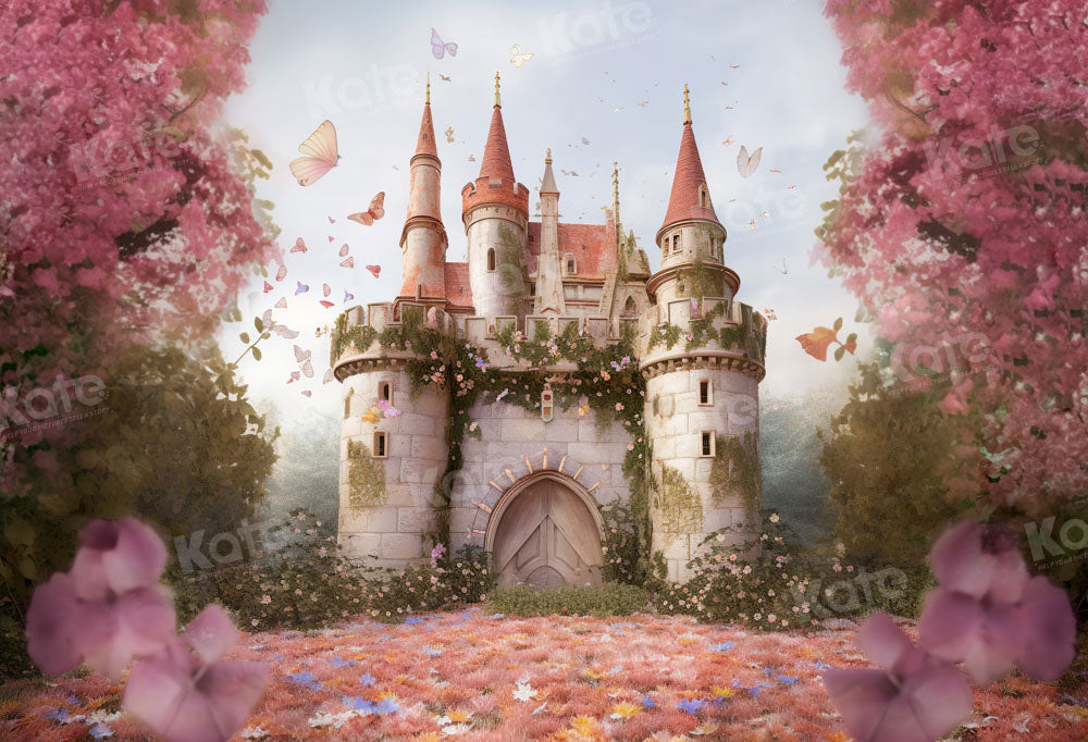 Enchanted Fantasy Castle Floral Backdrop