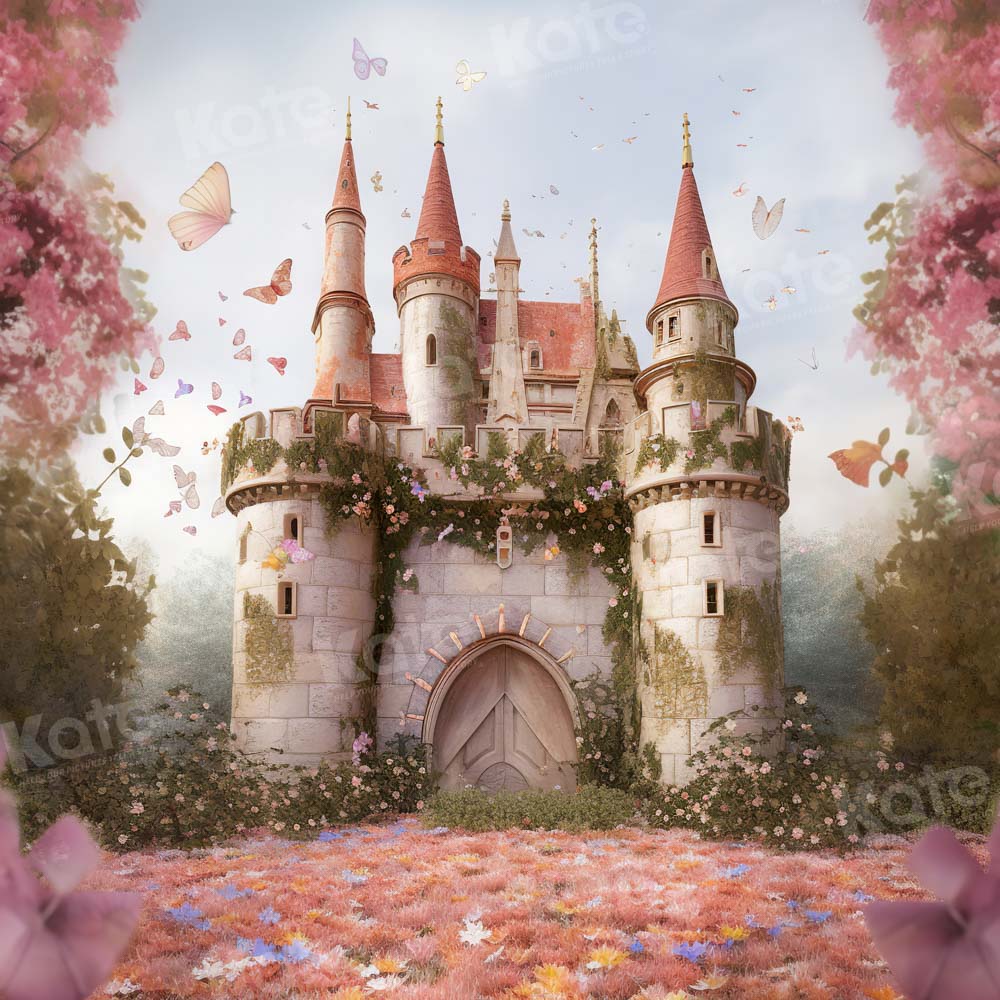 RTS Kate Romantic Pink Flower Retro Castle Backdrop Designed by Chain Photography