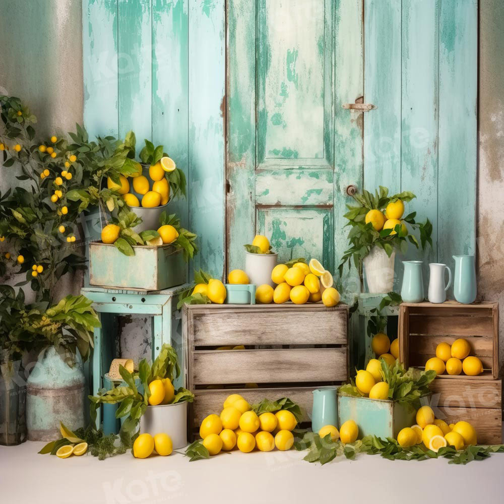 Kate Summer Lemon Old Wood Backdrop Designed by Chain Photography
