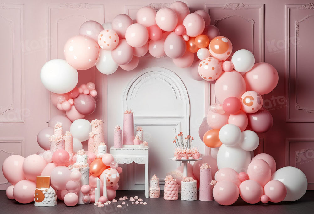 Kate Cake Smash Girl Balloon Arch Birthday Backdrop Designed by Chain Photography