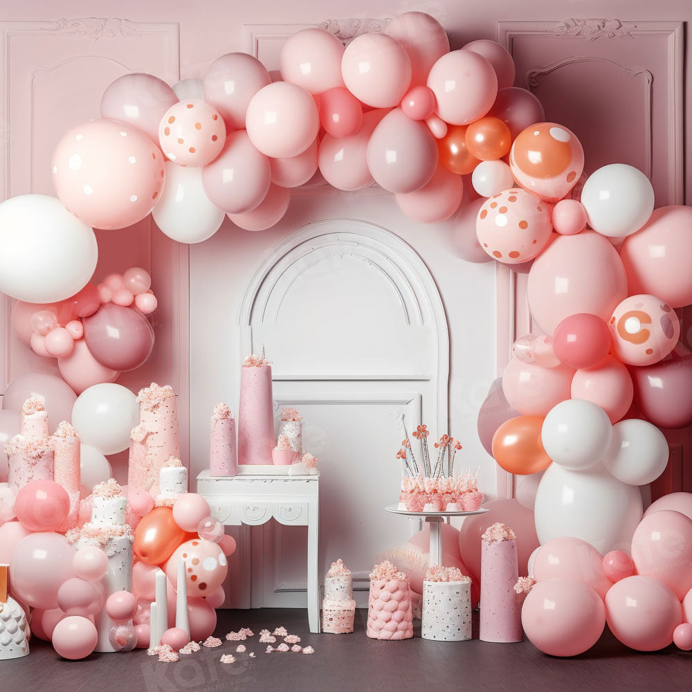 Kate Cake Smash Girl Balloon Arch Birthday Backdrop Designed by Chain Photography