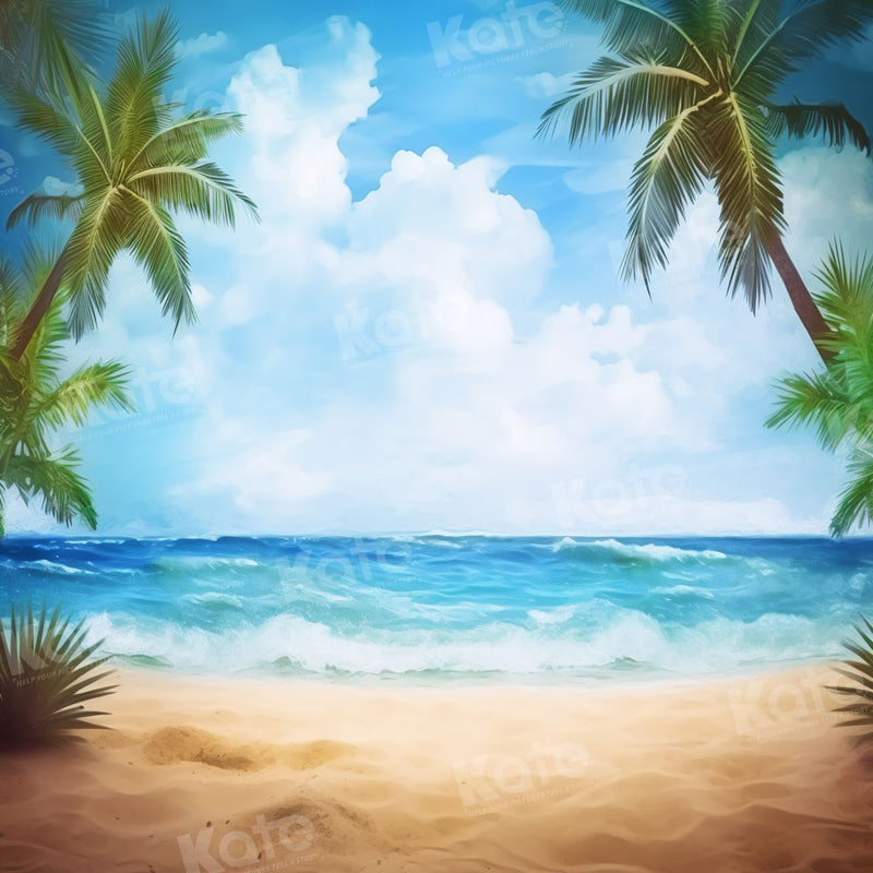 Tropical Beach Paradise Sunset Backdrop
