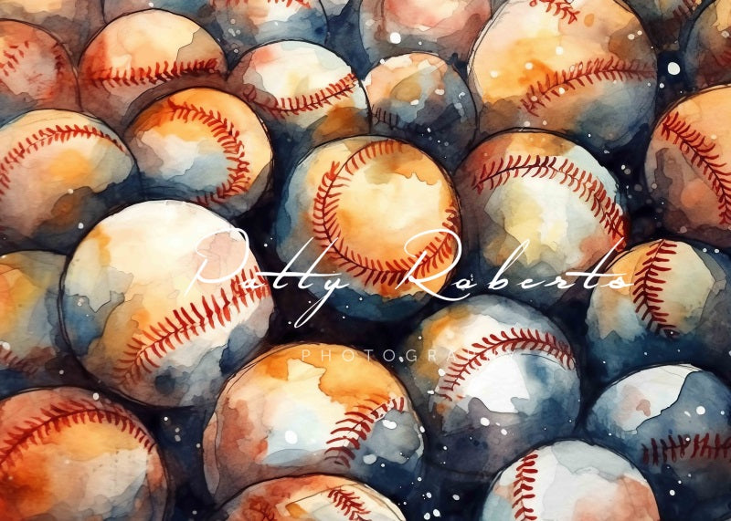 Vintage Watercolor Baseball Pattern Backdrop
