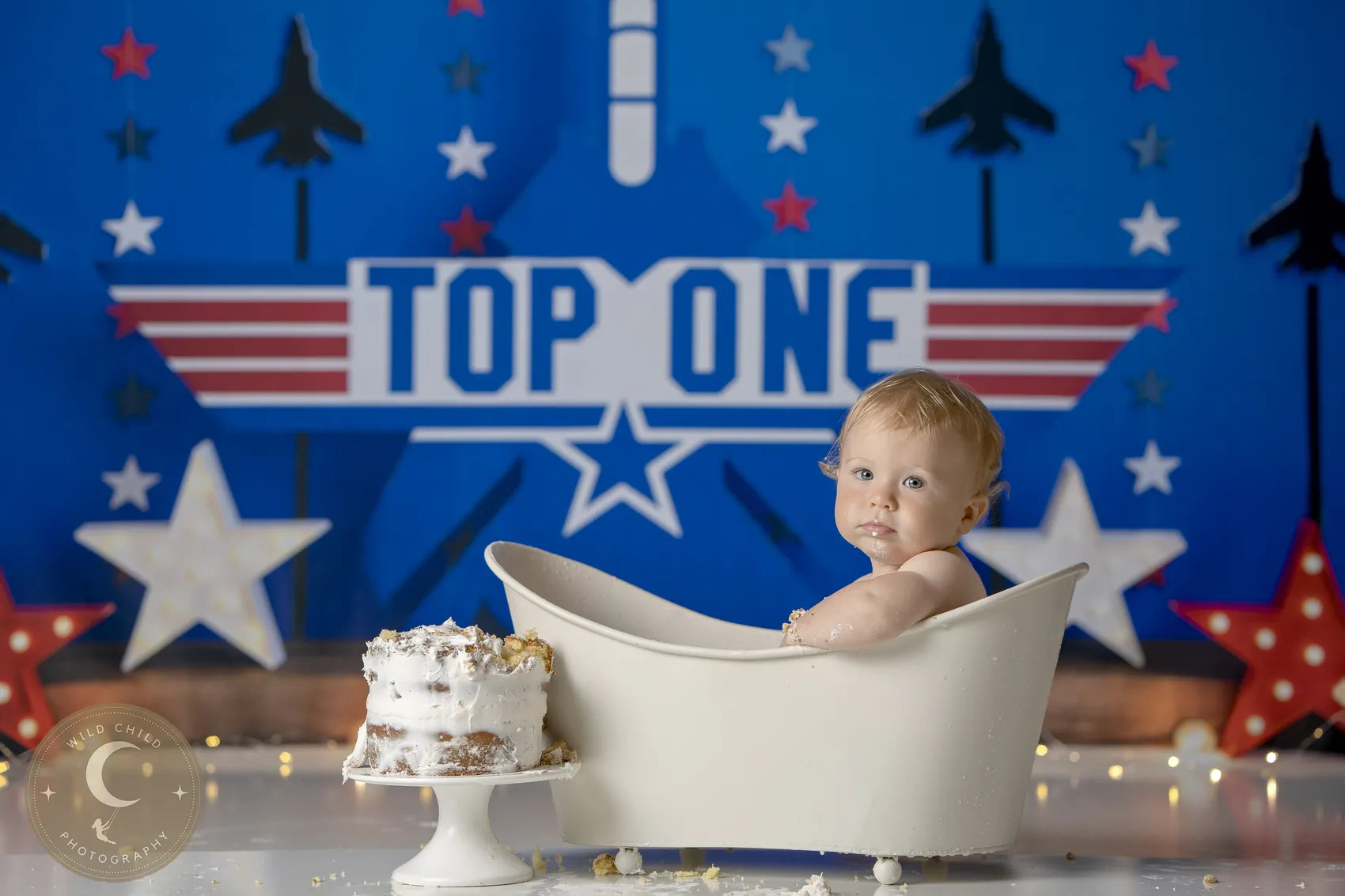 Kate Top ONE Plane Cake Smash Backdrop Designed by Megan Leigh Photography