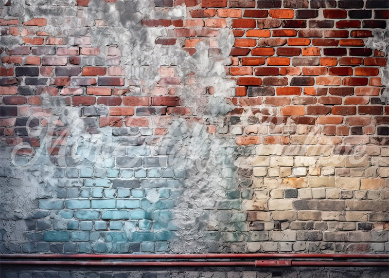 Kate Distressed Brick Wall with Pipe Backdrop Designed by Mini MakeBelieve