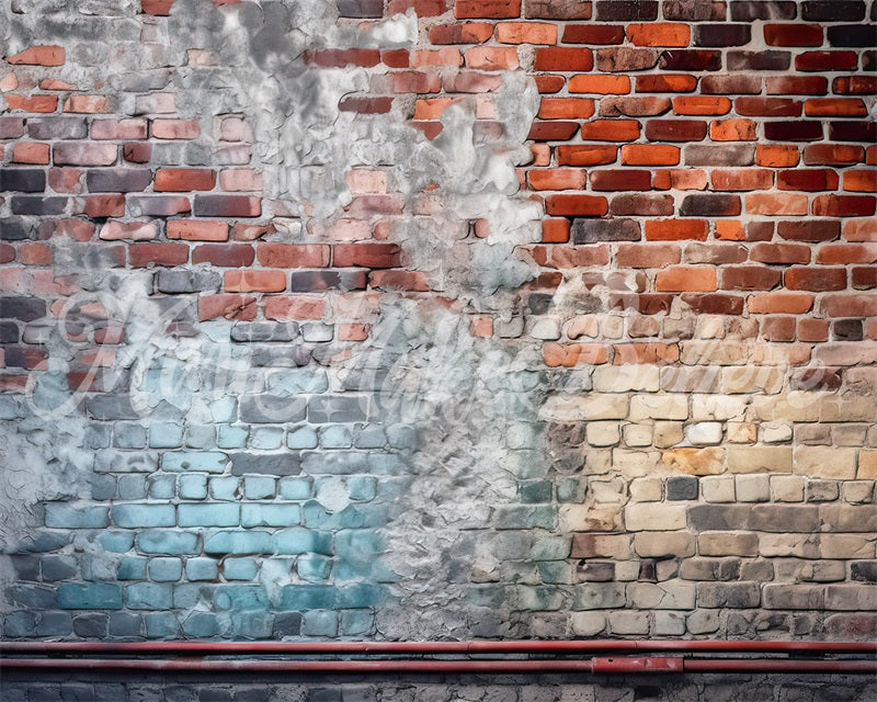 Kate Distressed Brick Wall with Pipe Backdrop Designed by Mini MakeBelieve