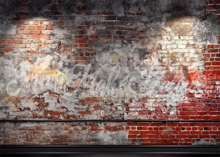 Urban Vintage Weathered Brick Wall Backdrop