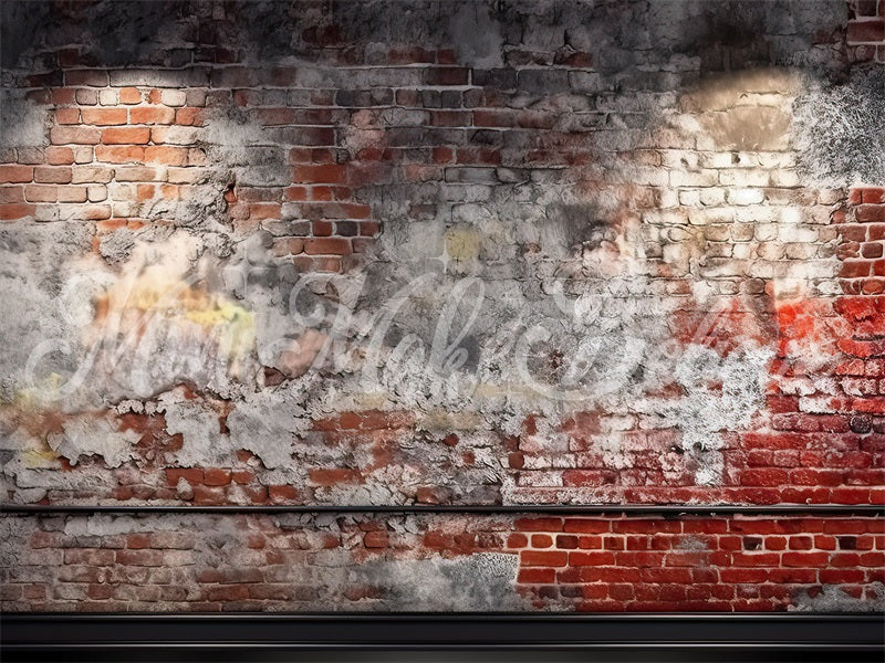 Kate Distressed Brick Wall with Trim Birthday Cake Smash Backdrop Designed by Mini MakeBelieve