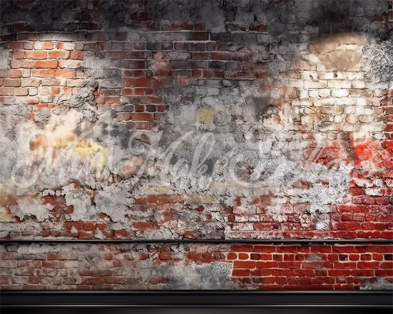 Kate Distressed Brick Wall with Trim Birthday Cake Smash Backdrop Designed by Mini MakeBelieve