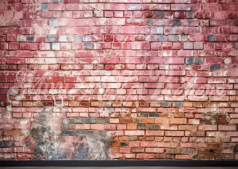 Kate Painterly Distressed Red Brick Wall Backdrop Designed by Mini MakeBelieve