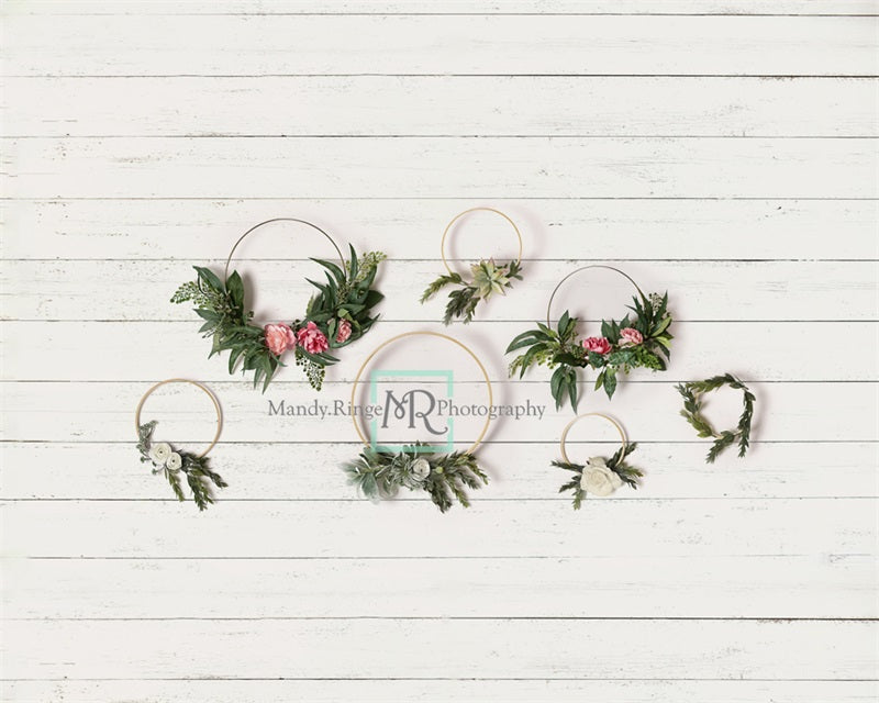 Kate Summer White Shiplap with Floral Hoops Backdrop Designed by Mandy Ringe Photography