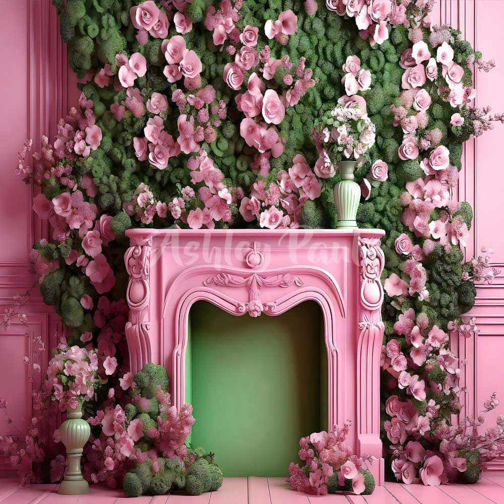 Kate Fireplace in Fashion Doll House Backdrop Designed by Ashley Paul